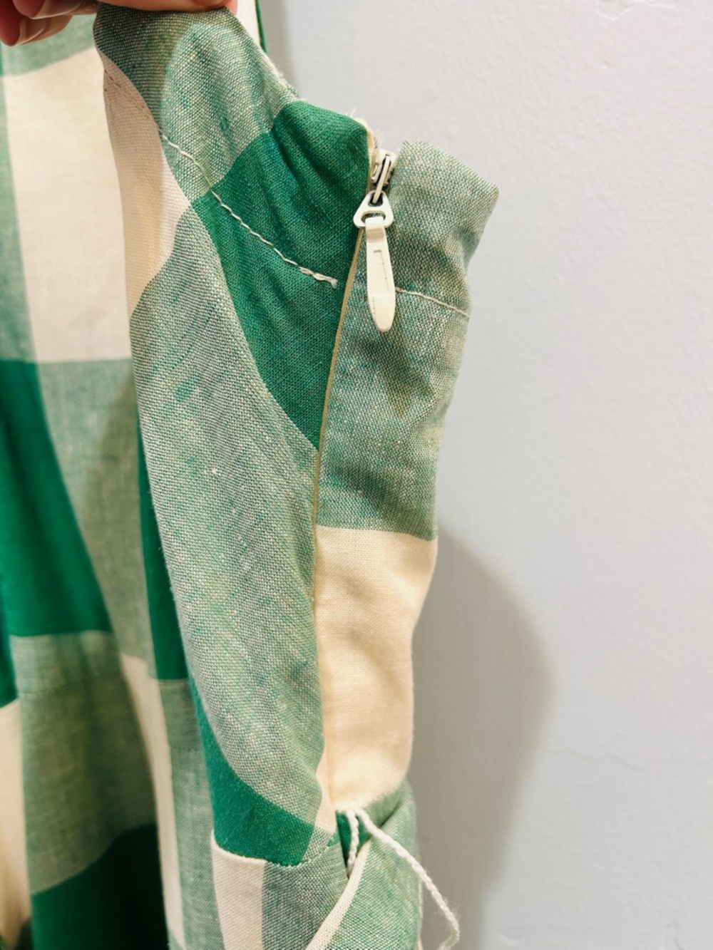 Anthropologie Maeve Greta Gingham Halter Midi Dress Green White Check NWOT 12 - Picture 7 of 16